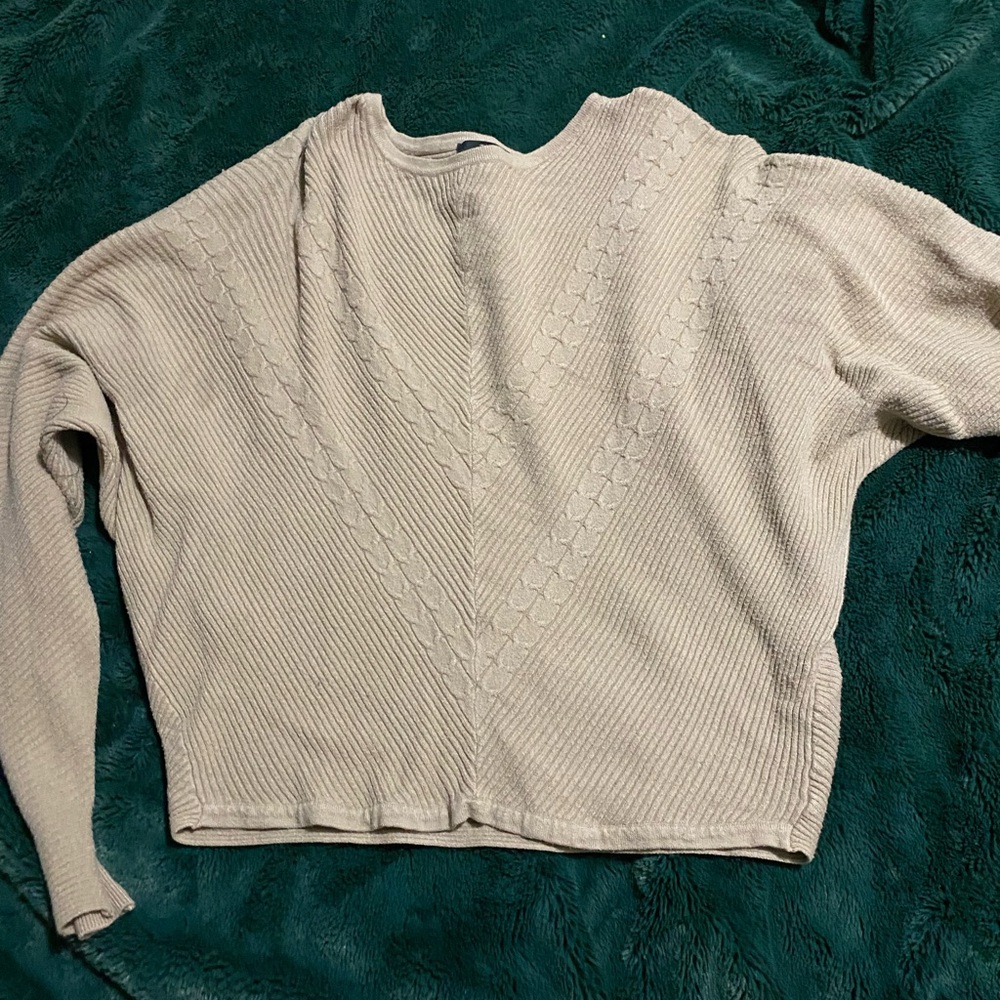 Cozy Beige faux Knit Sweater